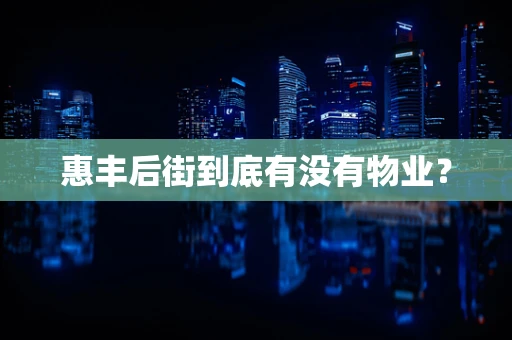 惠丰后街到底有没有物业？