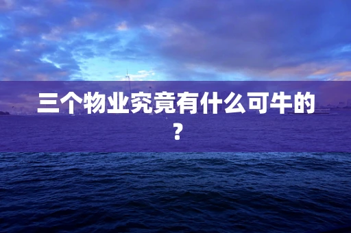 三个物业究竟有什么可牛的？