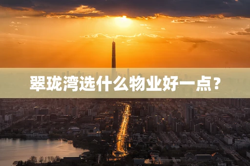 翠珑湾选什么物业好一点？