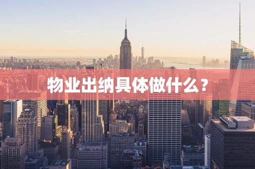 物业出纳具体做什么？